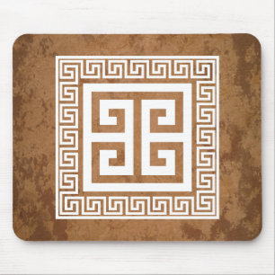 Alfombrilla De Ratón Diseño blanco del patrón de clave griega