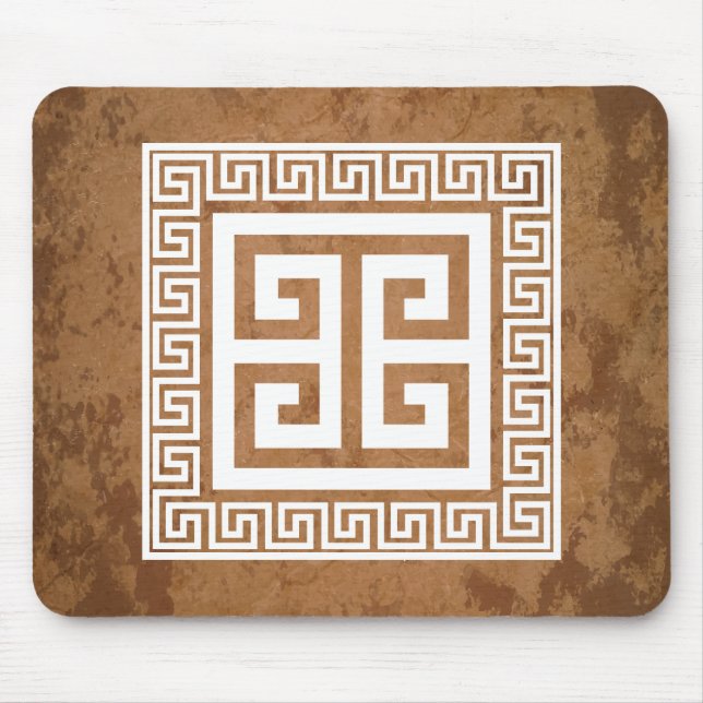 Alfombrilla De Ratón Diseño blanco del patrón de clave griega (Frente)