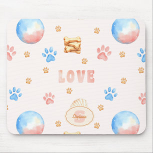 Alfombrilla De Ratón Diseño de acuarela "LOVE" con pinturas de perros