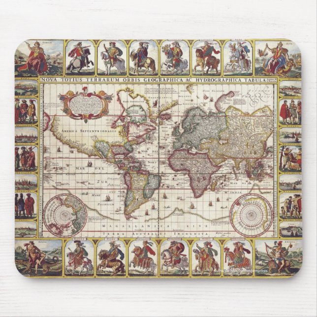 Alfombrilla De Ratón Diseño de amante de la historia del mapa del viejo (Frente)