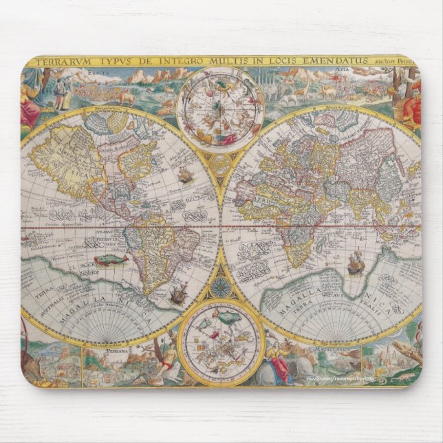 Alfombrilla De Ratón Diseño de amante de la historia del mapa del viejo (Frente)