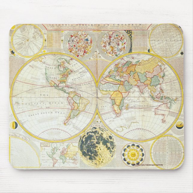 Alfombrilla De Ratón Diseño de amante de la historia del mapa del viejo (Frente)