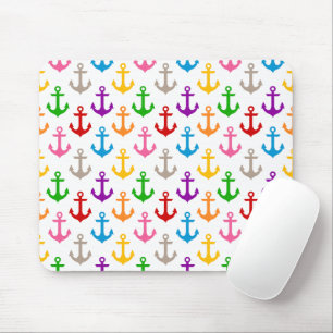 Alfombrilla De Ratón Diseño de Ancla de Barco Colorida Blanca 
