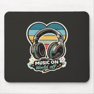 Alfombrilla De Ratón Diseño de auriculares vintage con música encendida