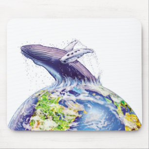 Alfombrilla De Ratón diseño de ballena y tierra