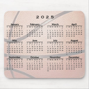 Alfombrilla De Ratón Diseño de Baloncesto 2025 Calendario Mousepad