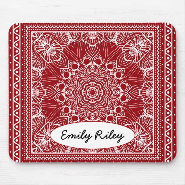 Alfombrilla De Ratón diseño de bandana roja y blanca (Frente)