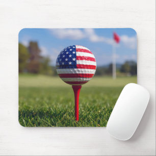 Alfombrilla De Ratón Diseño de bandera americana en una pelota de golf