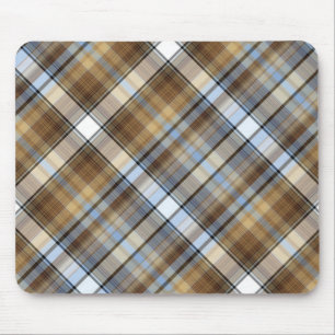 Alfombrilla De Ratón Diseño de Brown, azul claro y blanco del tartán