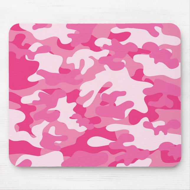 Alfombrilla De Ratón Diseño de camo rosa y blanco (Frente)
