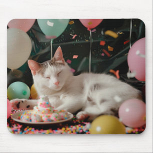 Alfombrilla De Ratón Diseño de Celebración de Cumpleaños de Gato Adorab
