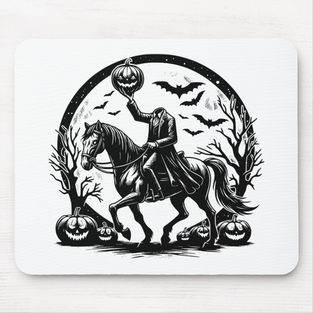 Alfombrilla De Ratón Diseño de Círculo de Halloween sin Cabeceras de Ha (Frente)