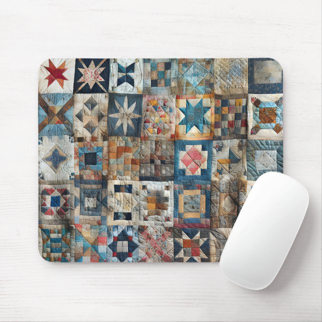Alfombrilla De Ratón Diseño de conjunto de parches anticuado (Con ratón)