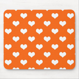 Alfombrilla De Ratón Diseño de corazones adorables naranja blanco