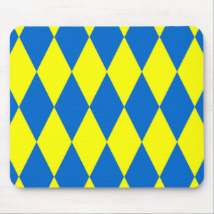 Alfombrilla De Ratón Diseño de cuadros de arlequín azul amarillo