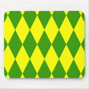 Alfombrilla De Ratón Diseño de cuadros de arlequín verde amarillo