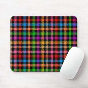Alfombrilla De Ratón Diseño de cuadros escoceses de gingham de arcoíris
