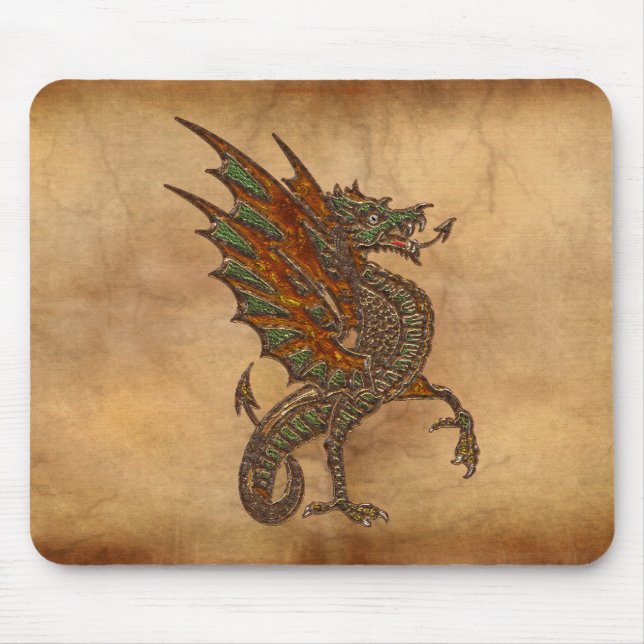 Alfombrilla De Ratón Diseño de dragón medieval (Frente)