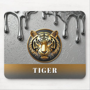 Alfombrilla De Ratón Diseño de emblema de tigre dorado de lujo 🐯