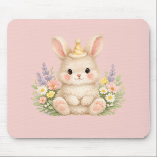 Alfombrilla De Ratón Diseño de Flor Silvestre de Conejo Esponjoso para 
