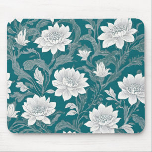 Alfombrilla De Ratón Diseño de flores orientales blancas