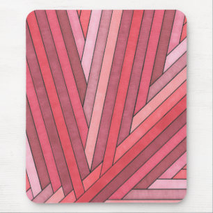 Alfombrilla De Ratón Diseño de franja geométrica roja pintada a mano