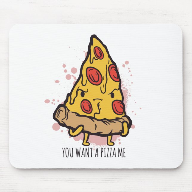 Alfombrilla De Ratón Diseño de frase divertida de comida de pizza (Frente)