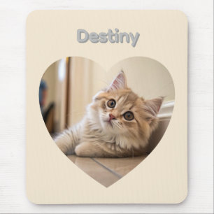 Alfombrilla De Ratón Diseño de gato en forma de corazón