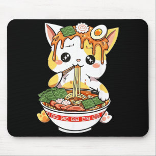 Alfombrilla De Ratón Diseño de gato Ramen estilo kawaii divertido anime