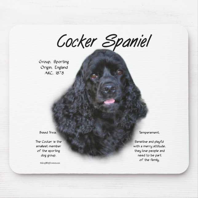 Alfombrilla De Ratón Diseño de historia de Cocker Spaniel (negro) (Frente)