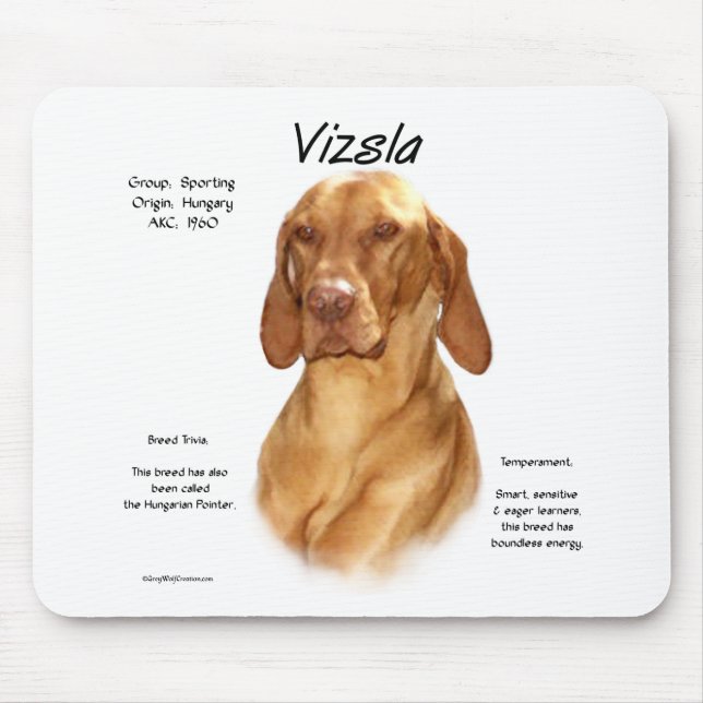 Alfombrilla De Ratón Diseño de historial de Vizsla (Frente)