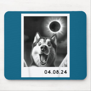 Alfombrilla De Ratón Diseño de Husky Siberiano de Eclipse Solar Total