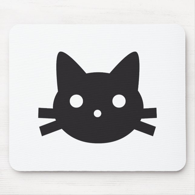 Alfombrilla De Ratón Diseño de la cabeza del gato negro (Frente)