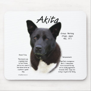 Alfombrilla De Ratón Diseño de la historia de Akita (negro)