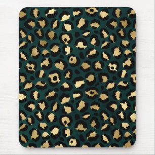 Alfombrilla De Ratón Diseño de la serie Leopardo Teal y Gold 1