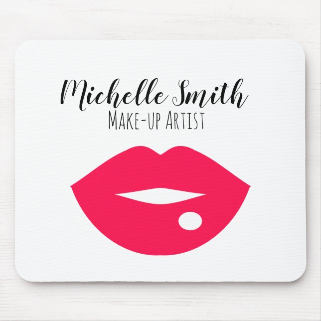 Alfombrilla De Ratón Diseño de labios rosados calientes Artista de maqu (Frente)