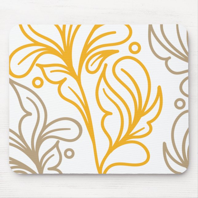 Alfombrilla De Ratón Diseño de Leaf Boho Dorado (Frente)