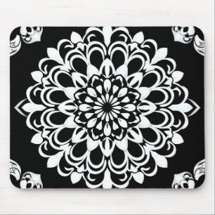 Alfombrilla De Ratón Diseño de Mandala en Blanco y Negro