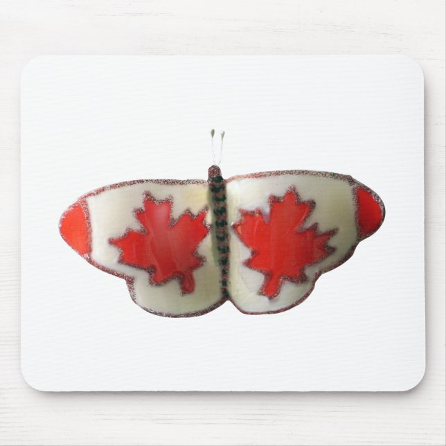Alfombrilla De Ratón Diseño de mariposa de bandera canadiense (Frente)