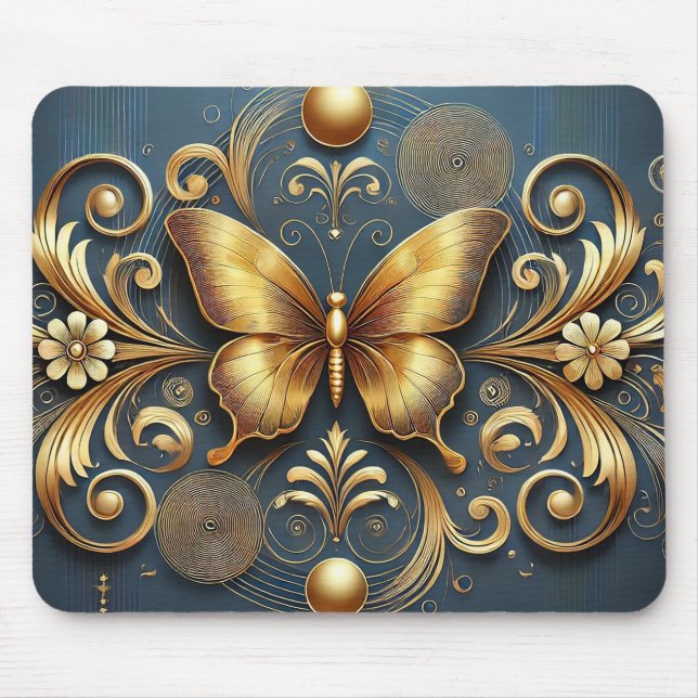 Alfombrilla De Ratón Diseño de Mariposa Dorada (Frente)
