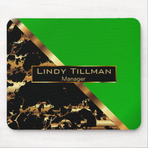 Alfombrilla De Ratón Diseño de mármol blanco verde, negro y dorado