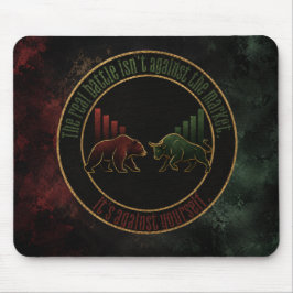 Alfombrilla De Ratón Diseño de Mentalidad de Trader Verde Toro Oso Rojo