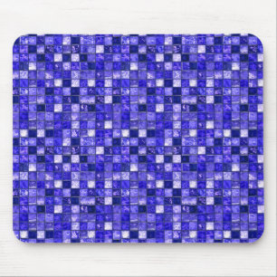 Alfombrilla De Ratón Diseño de mosaico azul abstracto con texturas bril