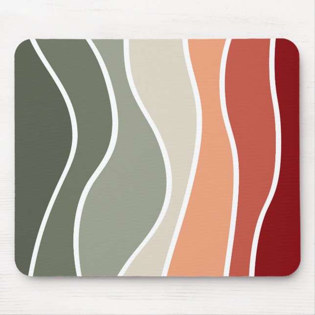 Alfombrilla De Ratón Diseño de olas de estilo retro verde y rojo (Frente)