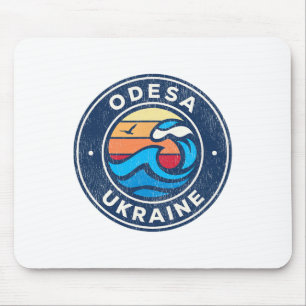 Alfombrilla De Ratón Diseño de olas náuticas vintage de Odesa Ucrania