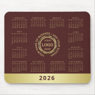 Alfombrilla De Ratón Diseño de oro rojo oscuro, logotipo o foto en círc