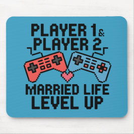 Alfombrilla De Ratón Diseño de pareja de Pixel Gaming Level Up