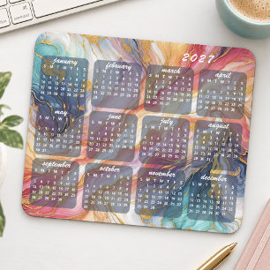 Alfombrilla De Ratón Diseño de patrón de arte jaspeado colorido Calenda