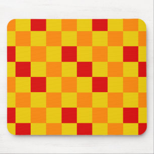 Alfombrilla De Ratón Diseño de Patrón de Cuadros Rojo Naranja Amarillo
