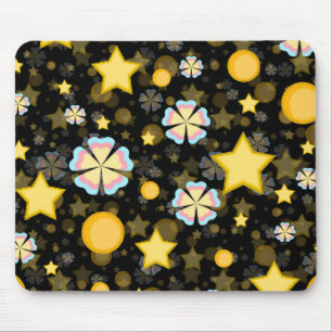 Alfombrilla De Ratón Diseño de patrón de flores estrellas sol brilla